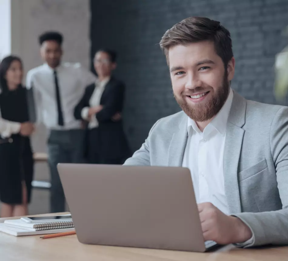 a man working at a laptop