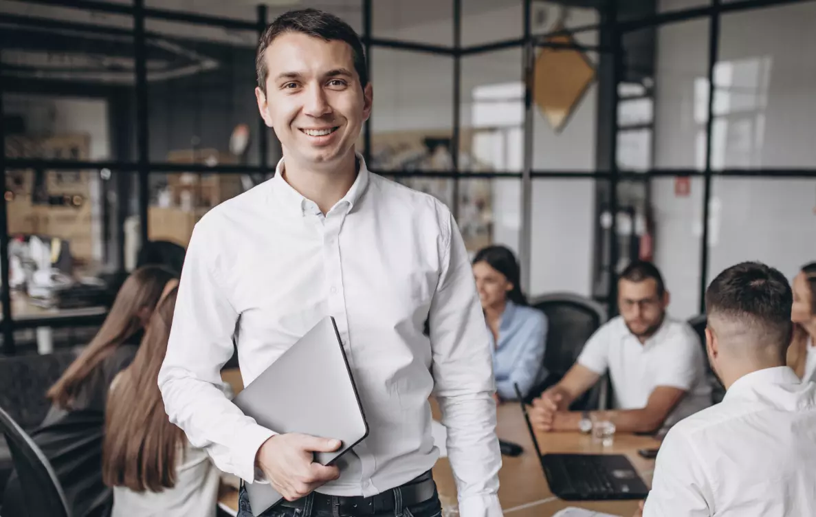 a man in a white shirt